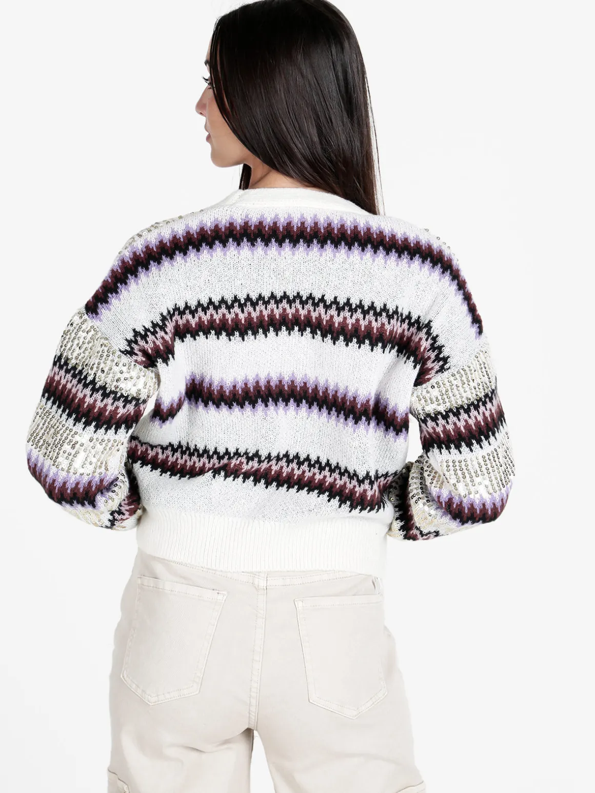 De Royale Cardigan donna crop con paillettes