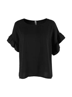 Deva Moda Blusa donna con maniche corte a balze