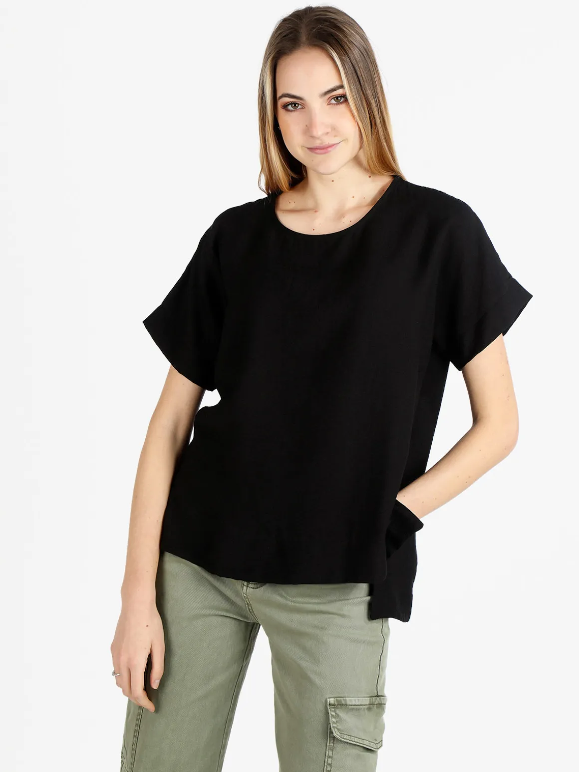 Deva Moda Maxi blusa da donna a maniche corte