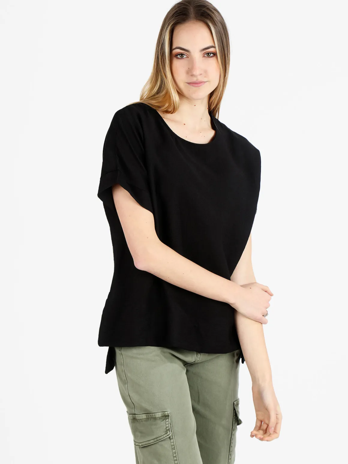 Deva Moda Maxi blusa da donna a maniche corte