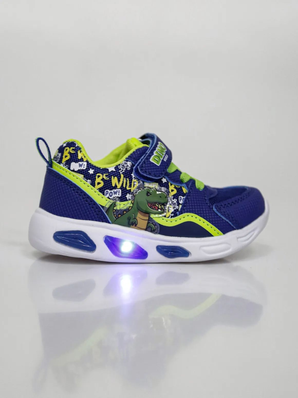 Dinosaur Sneakers da bambino con luci e cinturino a strappo