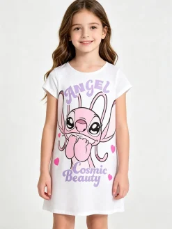 Disney Lilo & Stitch Maxi t-shirt da bambina in cotone con stampa personaggio - rosa