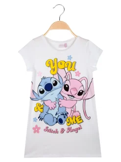 Disney Lilo & Stitch Maxi t-shirt da bambina in cotone con stampa personaggio - multicolore