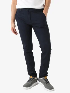 3-D Jeans Pantaloni casual da uomo slim fit con stampa pied de poule - blu scuro