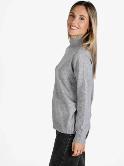 Dolce & Trendy Pullover donna a lupetto in maglia - grigio