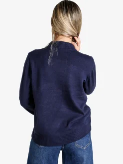 Dolce & Trendy Pullover donna a lupetto in maglia - blu scuro