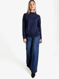 Dolce & Trendy Pullover donna a lupetto in maglia - blu scuro