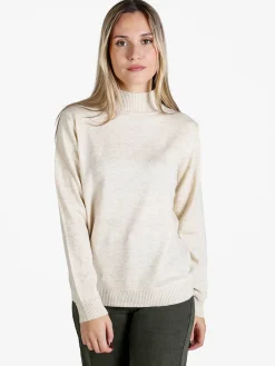 Dolce & Trendy Pullover donna a lupetto in maglia - beige