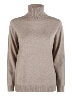 Dolce & Trendy Pullover donna dolcevita in maglia - sabbia