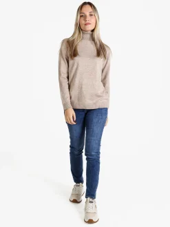 Dolce & Trendy Pullover donna dolcevita in maglia - sabbia