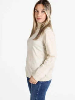 Dolce & Trendy Pullover donna dolcevita in maglia - beige