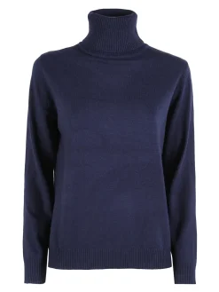 Dolce & Trendy Pullover donna dolcevita in maglia - blu scuro