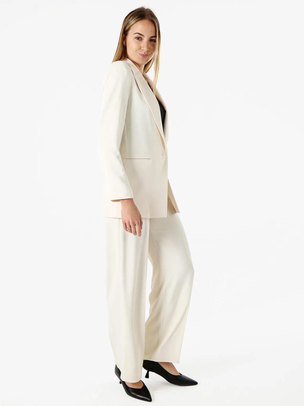 Doremi Completo elegante da donna con giacca e pantaloni - panna
