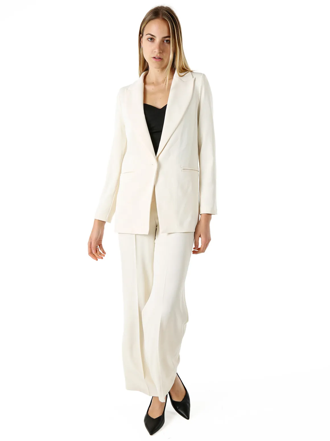 Doremi Completo elegante da donna con giacca e pantaloni - panna