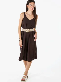 Doremi Tuta jumpsuite da donna a spalla stretta con scollo a V - moro