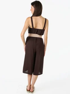 Doremi Tuta jumpsuite da donna a spalla stretta con scollo a V - moro