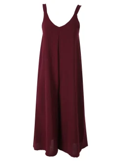 Doremi Tuta jumpsuite da donna a spalla stretta con scollo a V - bordeaux