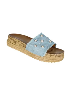 Econfort Ciabatte donna con dettagli fiore e perle - blu