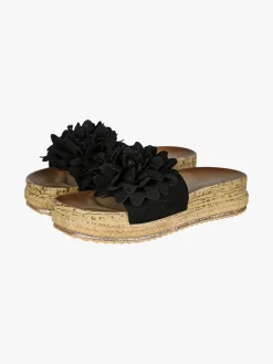 Econfort Ciabatte donna con fiore e platform - nero