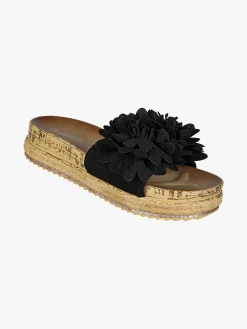 Econfort Ciabatte donna con fiore e platform - nero