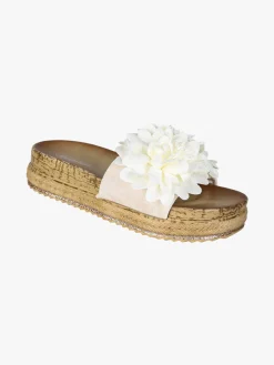 Econfort Ciabatte donna con fiore e platform - bianco