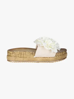Econfort Ciabatte donna con fiore e platform - bianco