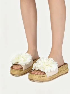 Econfort Ciabatte donna con fiore e platform - bianco