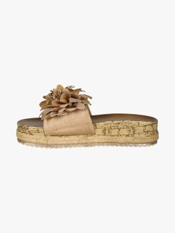 Econfort Ciabatte donna con fiore e platform - khaki