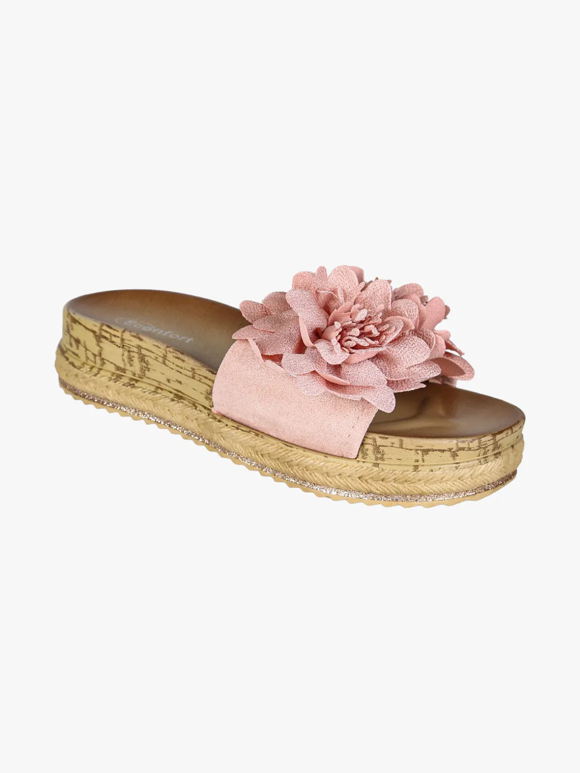 Econfort Ciabatte donna con fiore e platform - rosa