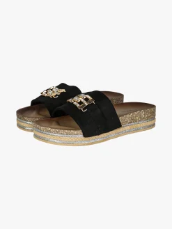 Econfort Ciabatte donna gioiello con strass e platform - nero