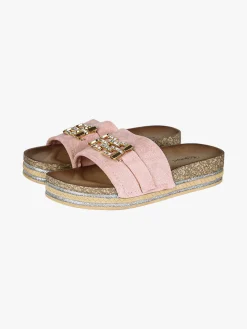 Econfort Ciabatte donna gioiello con strass e platform - rosa