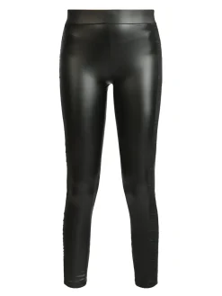 Eletta Leggings donna in ecopelle con scritta laterale