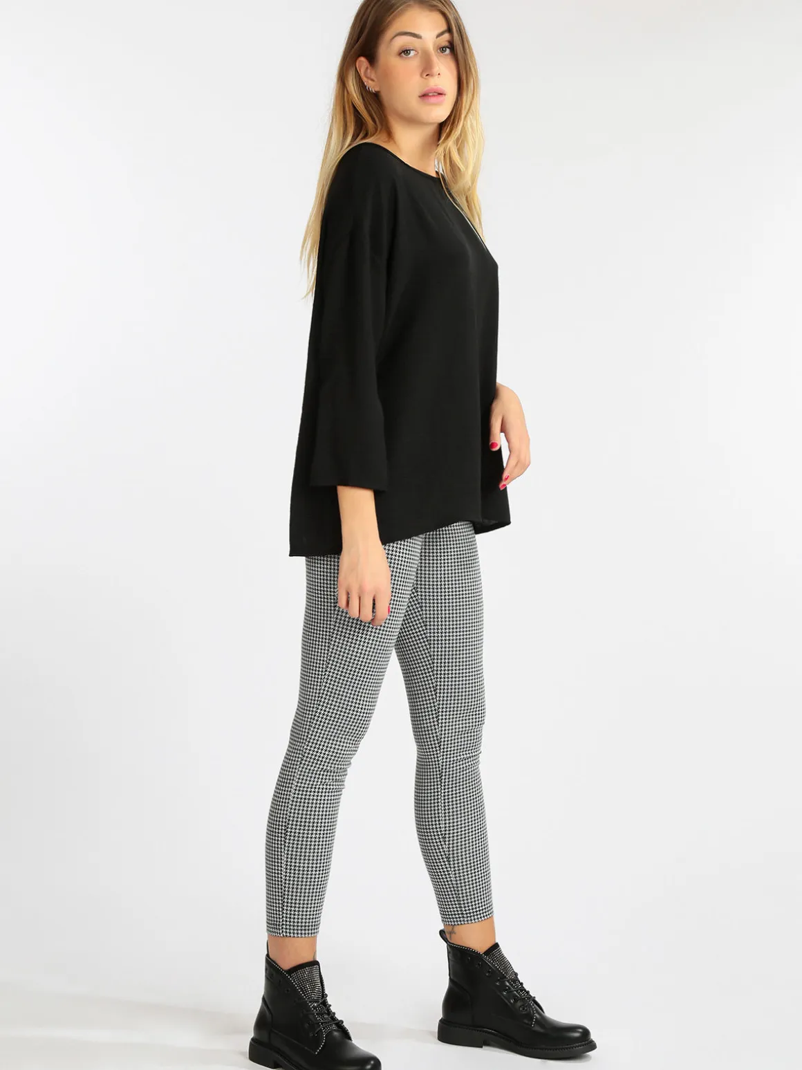 Eletta Leggings donna in pied de poule