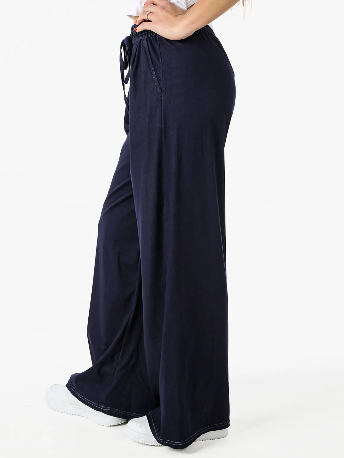 Eletta Pantaloni a palazzo da donna con coulisse - blu scuro