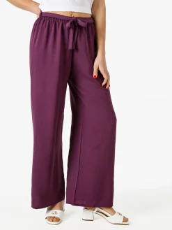 Eletta Pantaloni donna a palazzo in crèpe - viola