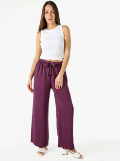 Eletta Pantaloni donna a palazzo in crèpe - viola