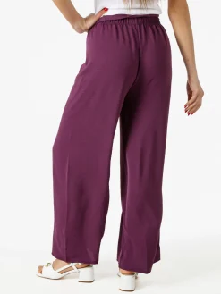 Eletta Pantaloni donna a palazzo in crèpe - viola