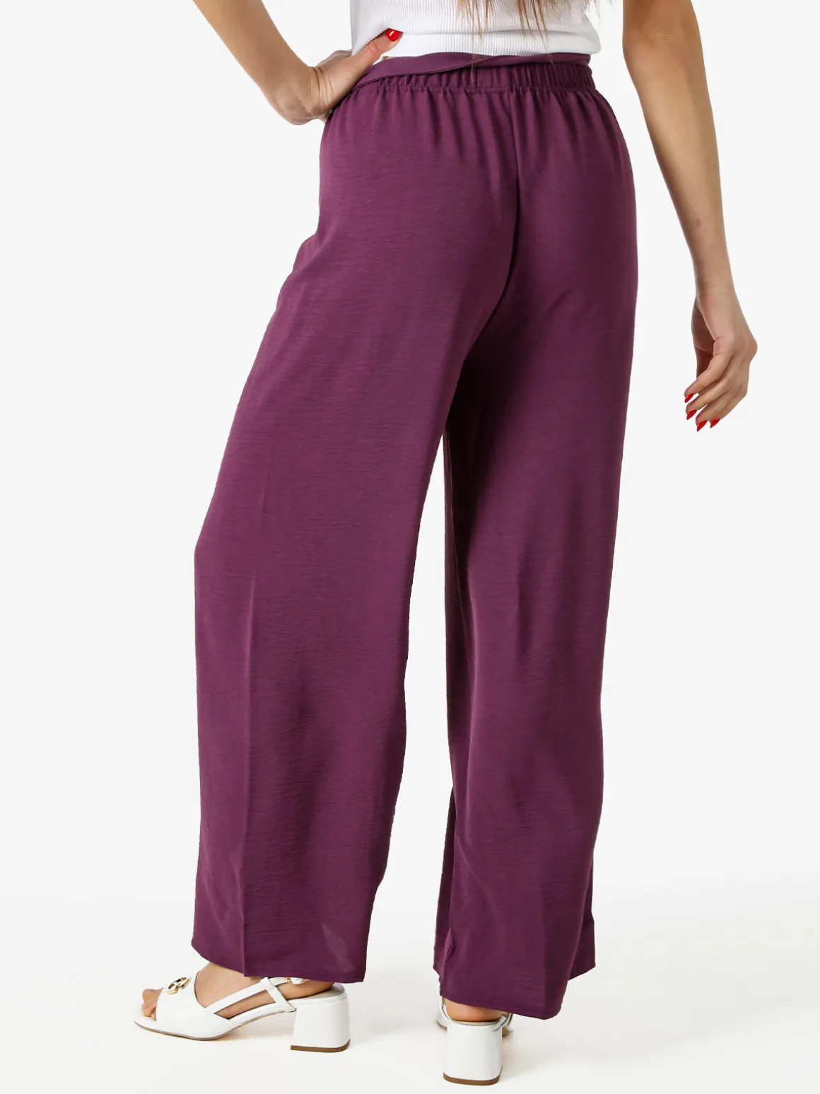 Eletta Pantaloni donna a palazzo in crèpe - viola