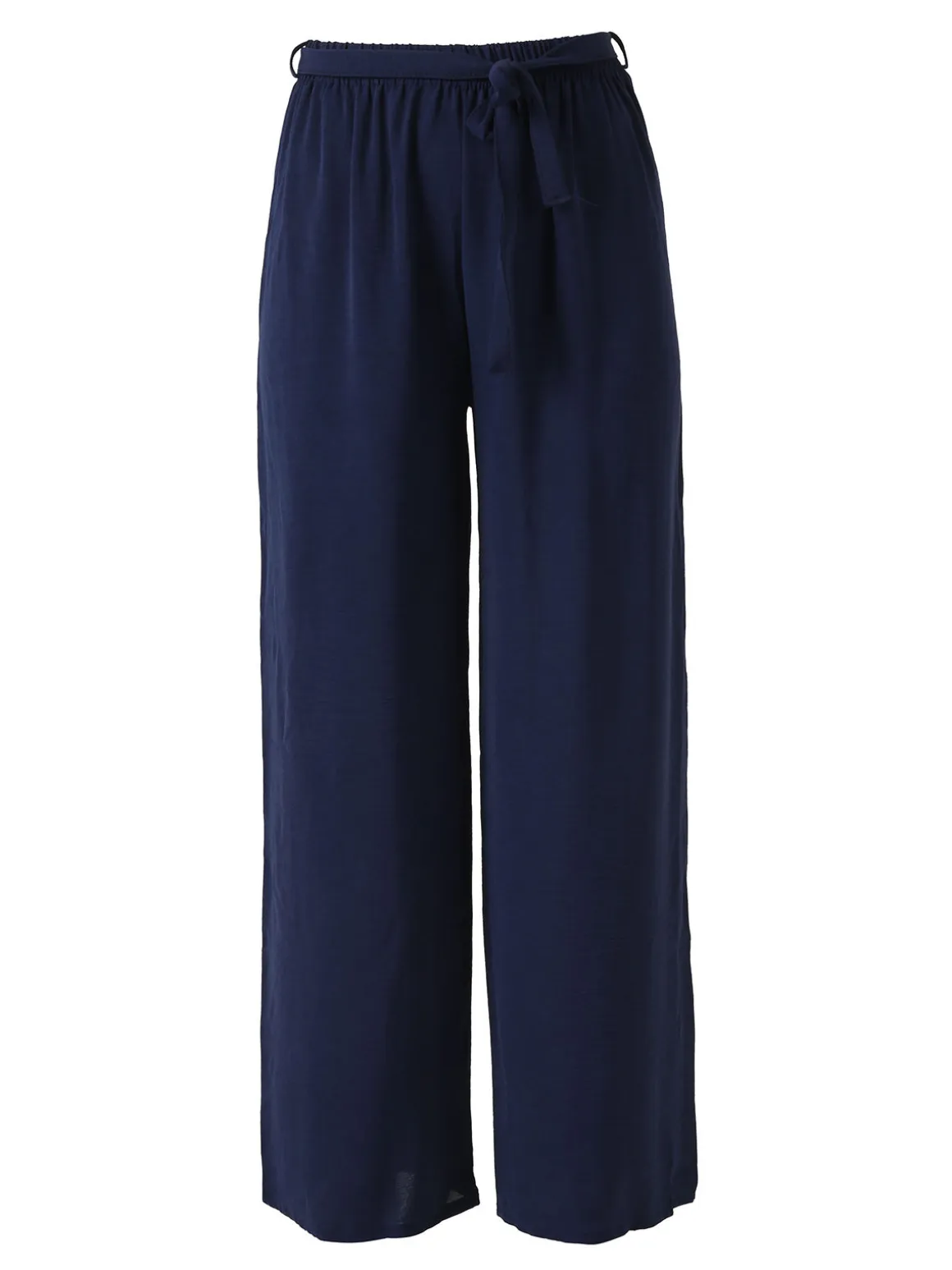 Eletta Pantaloni donna a palazzo in crèpe - blu