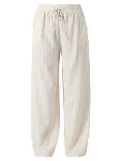 Eletta Pantaloni donna a palazzo con coulisse - panna
