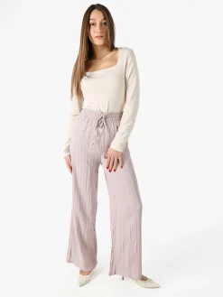 Eletta Pantaloni donna a palazzo con coulisse - rosa
