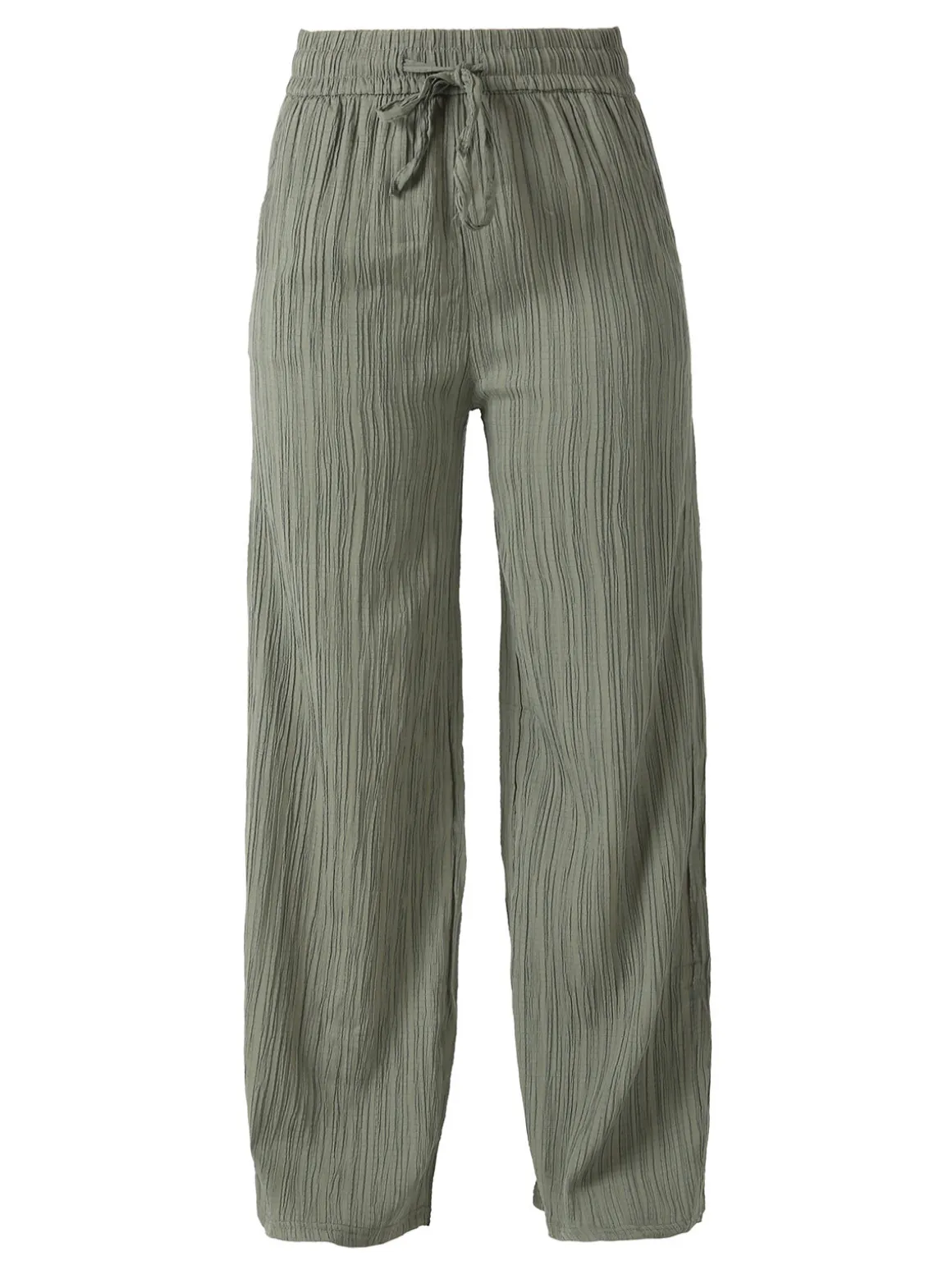 Eletta Pantaloni donna a palazzo con coulisse - verde