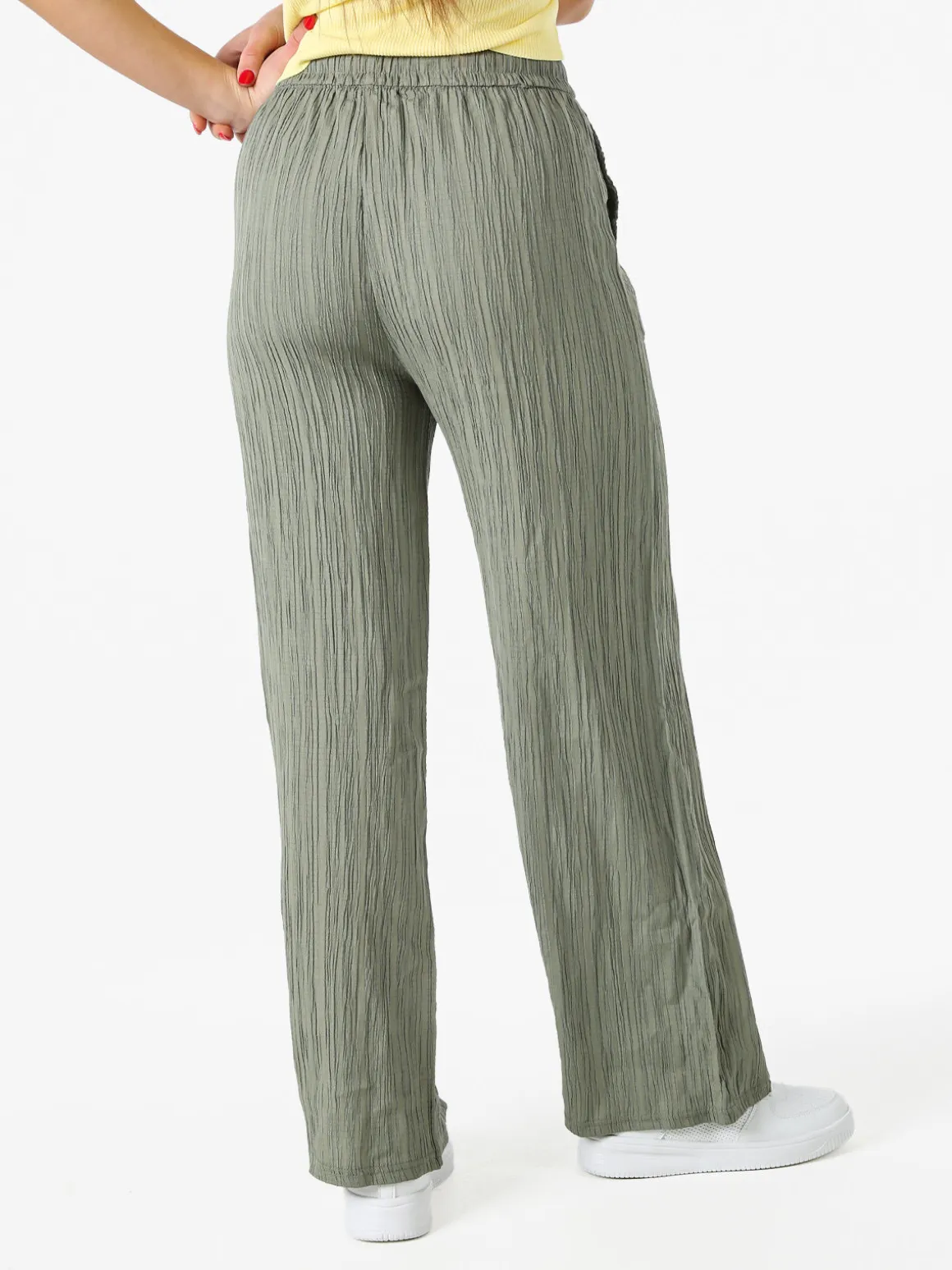 Eletta Pantaloni donna a palazzo con coulisse - verde