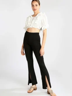 Eletta Pantaloni donna a zampa con zip finale