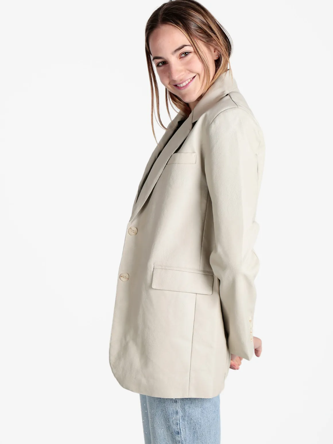 Ellen Rose Giacca donna in ecopelle con bottoni