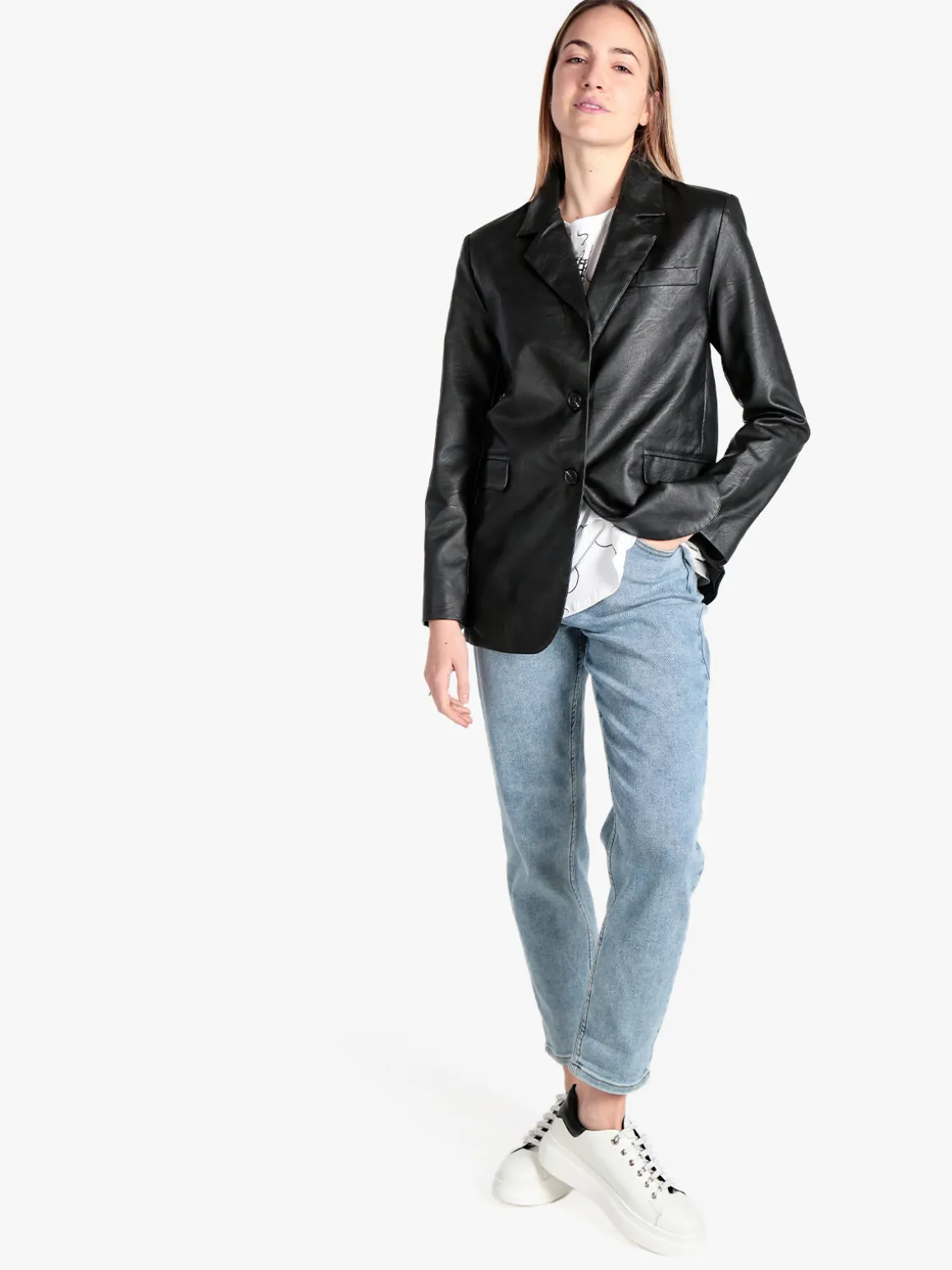 Ellen Rose Giacca donna in ecopelle con bottoni