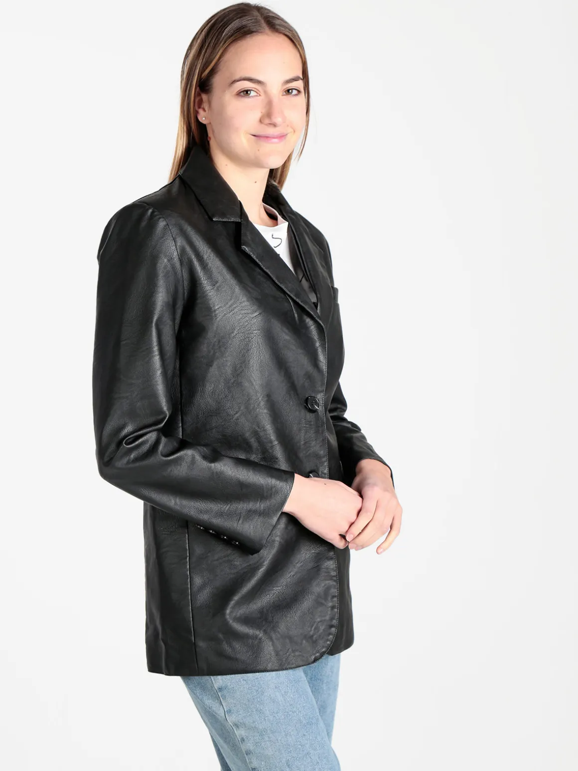 Ellen Rose Giacca donna in ecopelle con bottoni
