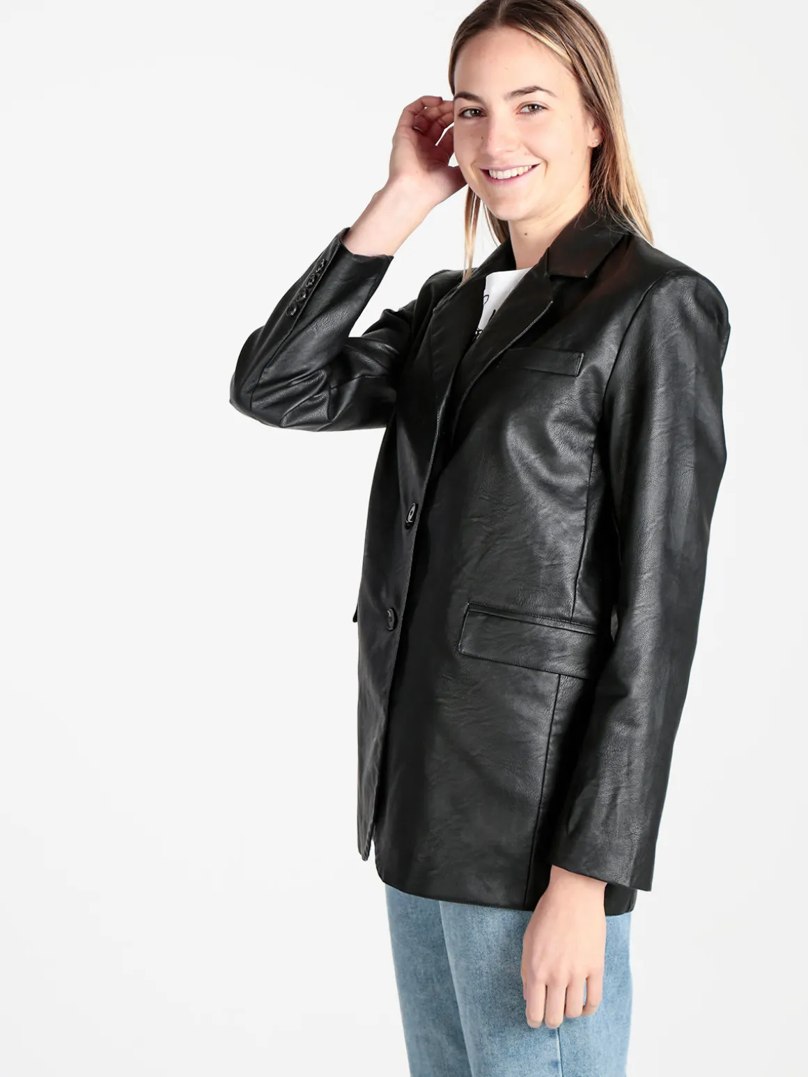 Ellen Rose Giacca donna in ecopelle con bottoni
