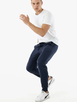 Ellesse Pantaloni tuta da uomo in felpa di cotone con coulisse e polsini - blu scuro