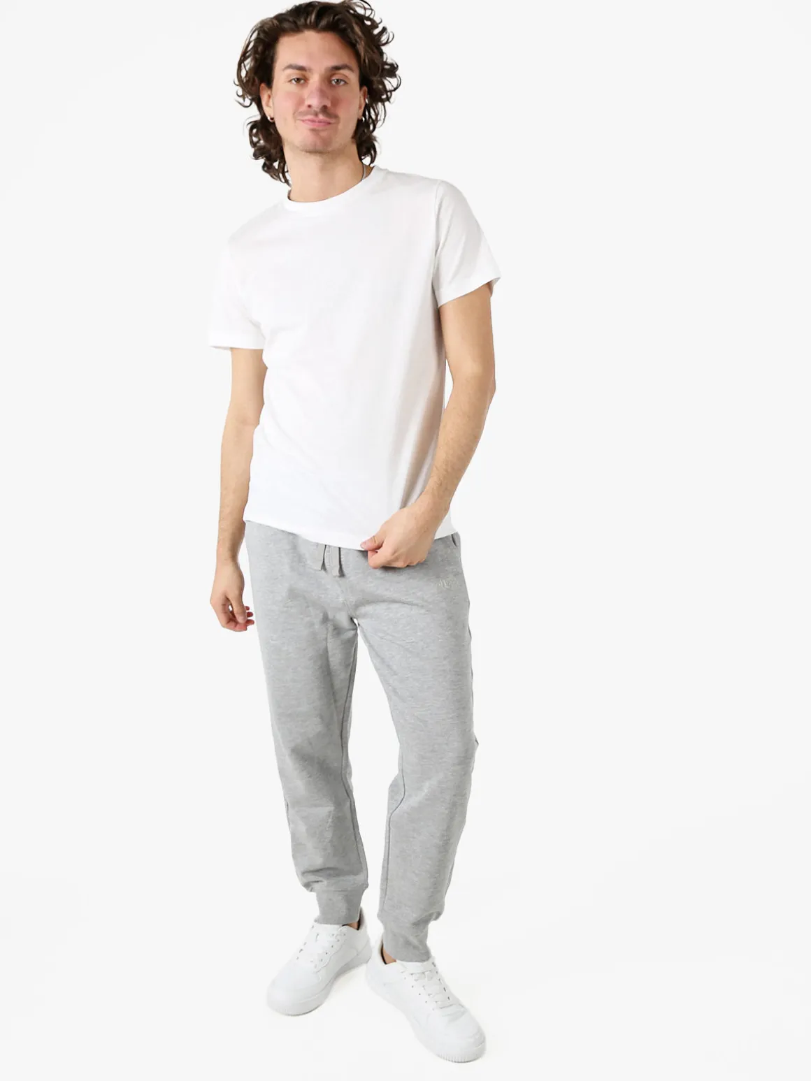 Ellesse Pantaloni tuta da uomo in felpa di cotone con coulisse e polsini - grigio